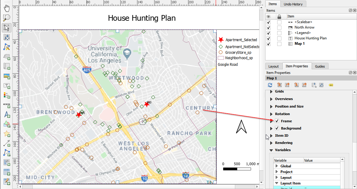 Figure 72. Add frame the map