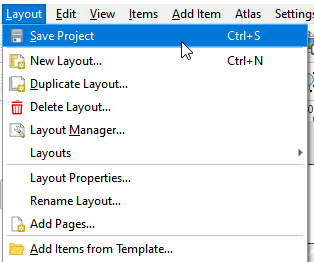 Figure 76. Save the project from print layout view